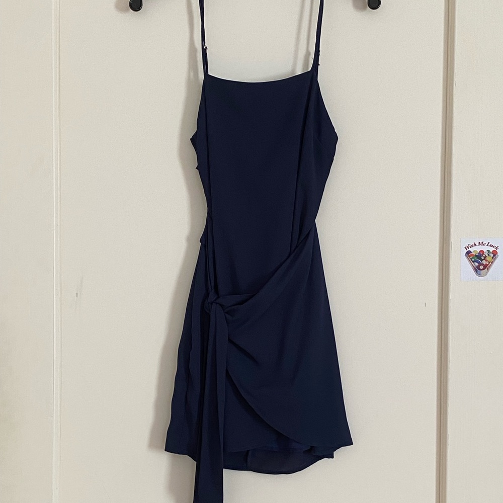 Lucy in the Sky Double Tie Wrap Dress In Navy